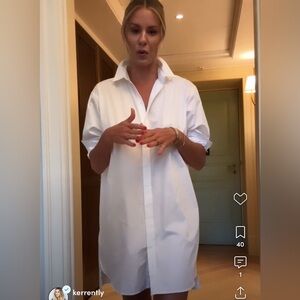 White Button-Up Shirt Dress - Spanx Poplin